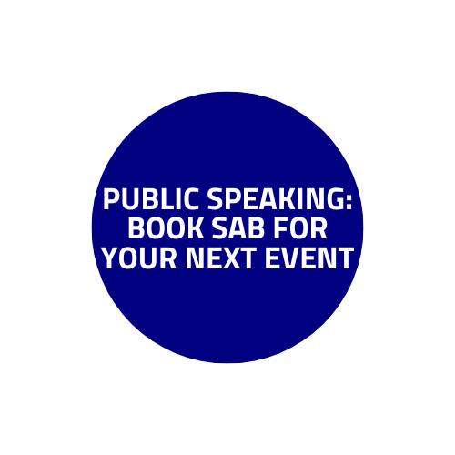 Public Speaking: Book Sab for Your Next Event